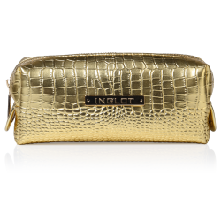 Cosmetic Bag Crocodile Leather Pattern Gold Small (R24393)