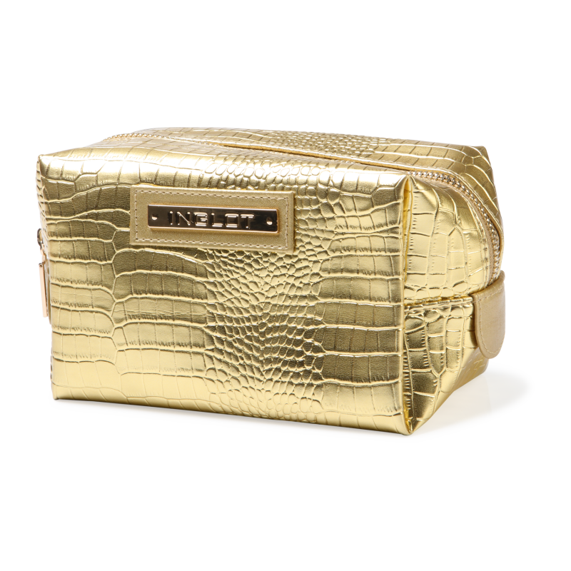 Cosmetic Bag Leather Pattern Gold